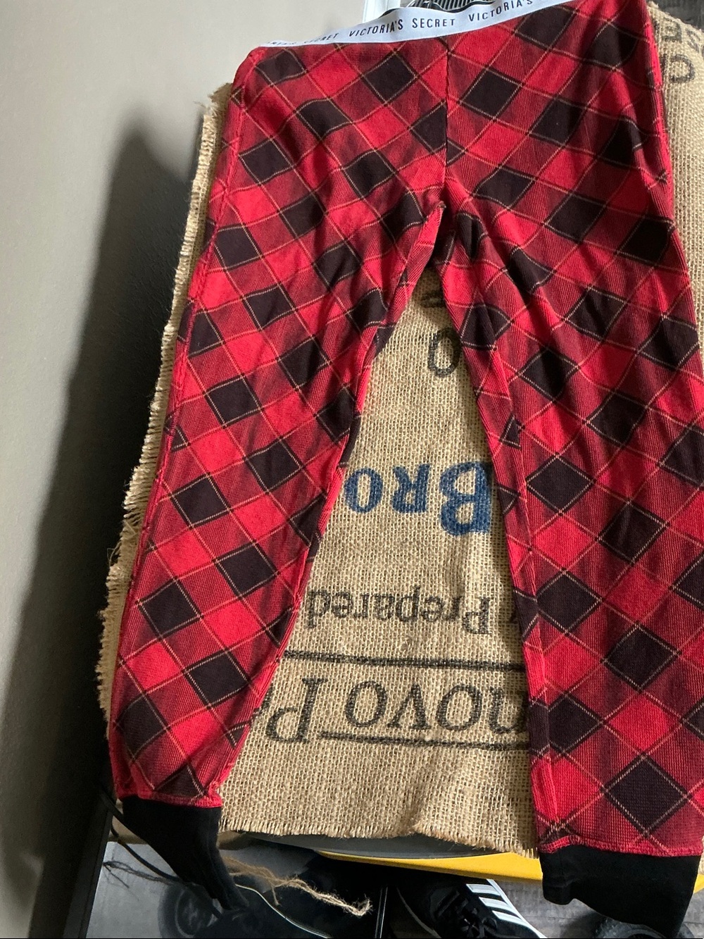 Victoria's Secret Red & Black Plaid Pajama Pants Size Medium